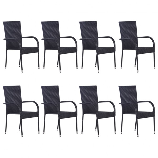 Set de muebles de comedor de jardín 9 piezas ratán PE negro M 2