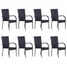 Set de muebles de comedor de jardín 9 piezas ratán PE negro 2