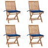 Cadeiras de jardim dobráveis c/ almofadões 4 pcs teca maciça 1