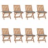 Cadeiras de jardim dobráveis c/ almofadões 8 pcs teca maciça 1