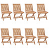 Cadeiras de jardim dobráveis c/ almofadões 8 pcs teca maciça 2