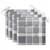 Cadeiras jardim c/ almofadões xadrez cinzento 4 pcs teca maciça 5
