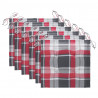 Cadeiras jardim c/ almofadões xadrez vermelho 6 pcs teca maciça 5