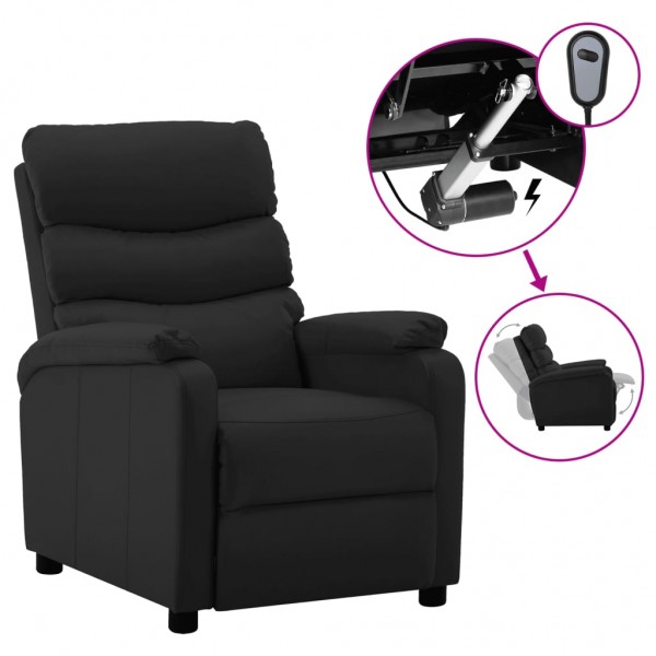 Sillón reclinable eléctrico de cuero sintético negro D