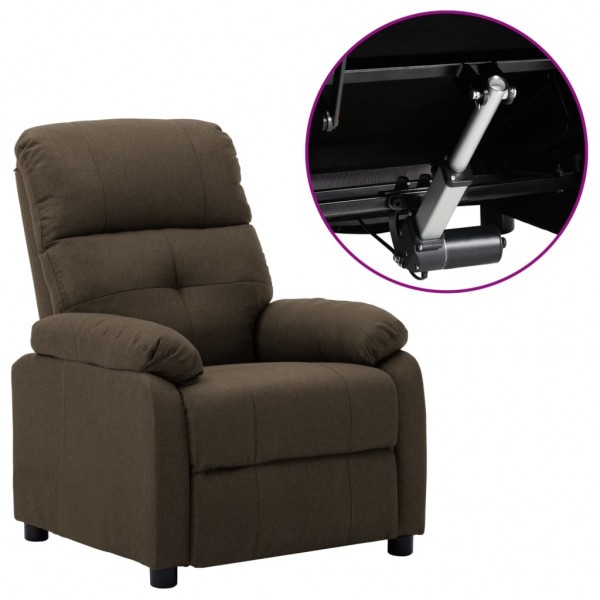 Sillón reclinable eléctrico de tela marrón D