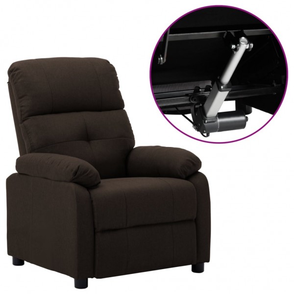 Sillón reclinable eléctrico tela marrón oscuro D