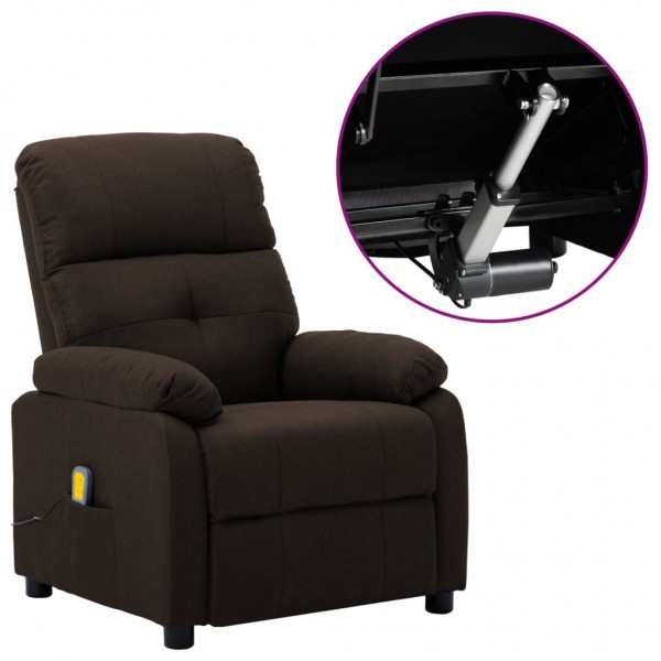 Sillón de masaje eléctrico tela marrón oscuro D