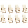 Cadeiras de jardim dobráveis c/ almofadões 8 pcs acácia maciça 1