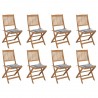 Cadeiras de exterior dobráveis c/ almofadões 8pcs acácia maciça 1