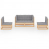 Muebles de jardín 4 piezas con cojines de madera de pino maciza 2