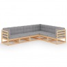 6 pcs conjunto lounge de jardim com almofadões pinho maciço 1