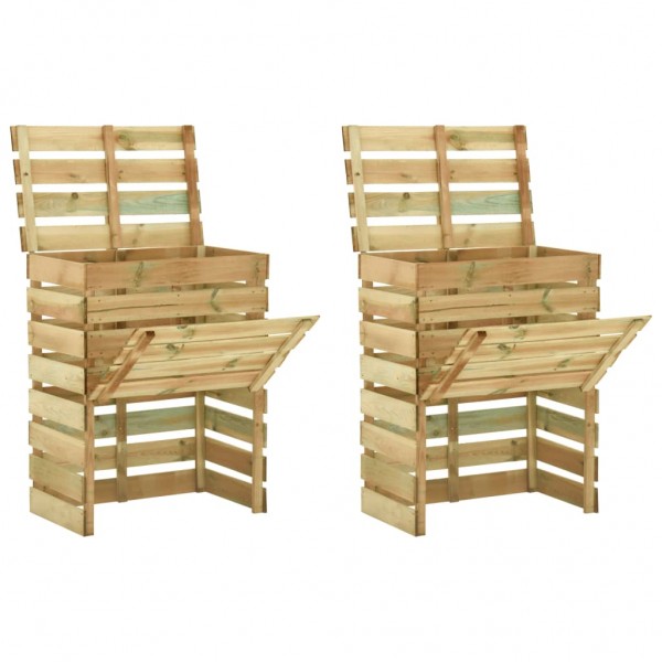 Compostadores de láminas 2 uds madera de pino 80x50x100 cm D