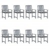 Cadeiras de jardim c/ almofadões 8 pcs acácia maciça cinzento 1