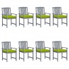 Cadeiras de jardim c/ almofadões 8 pcs acácia maciça cinzento 1
