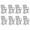 Cadeiras de exterior dobráveis 8pcs c/ almofadões acácia maciça 2