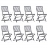 Cadeiras de exterior dobráveis 8pcs c/ almofadões acácia maciça 1