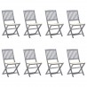 Cadeiras de exterior dobráveis 8pcs c/ almofadões acácia maciça 1