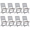 Cadeiras de exterior dobráveis 8pcs c/ almofadões acácia maciça 1