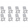 Cadeiras de exterior dobráveis 8pcs c/ almofadões acácia maciça 2