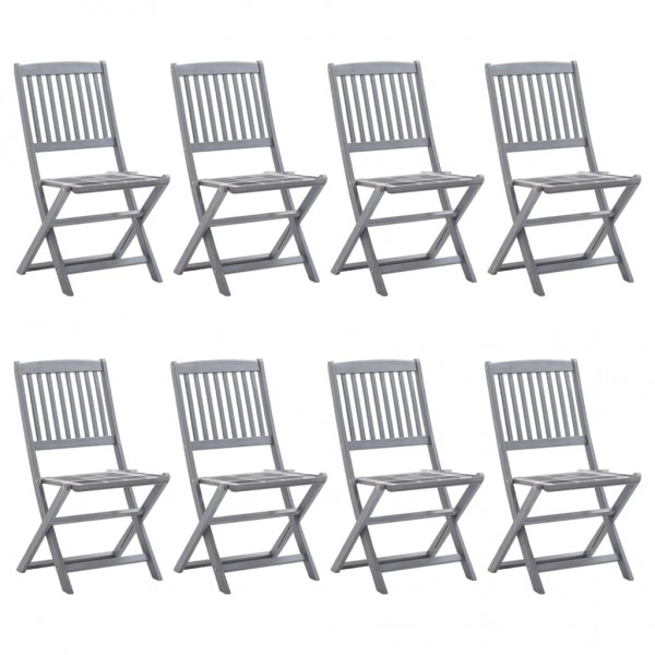 Sillas de jardín plegables 8 uds y cojines madera maciza acacia D