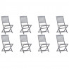 Cadeiras de exterior dobráveis 8pcs c/ almofadões acácia maciça 2