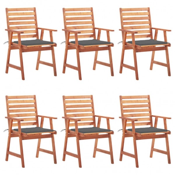 Sillas comedor de jardín y cojines 6 uds madera maciza acacia D