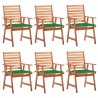 Sillas comedor de jardín y cojines 6 uds madera maciza acacia 1