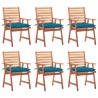 Sillas comedor de jardín y cojines 6 uds madera maciza acacia 1