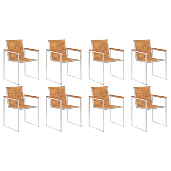 Sillas de jardín 8 uds madera maciza acacia y acero inoxidable D