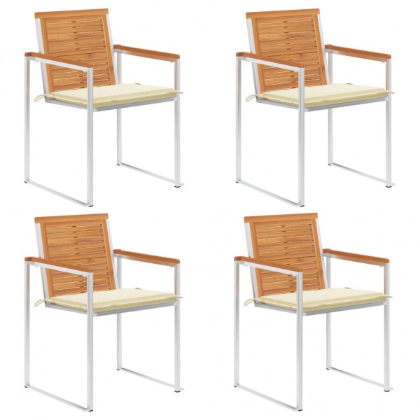 Sillas de jardín y cojines 4 unidades madera maciza de acacia D