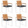 Cadeiras de jardim c/ almofadões 4 pcs madeira de teca maciça 1