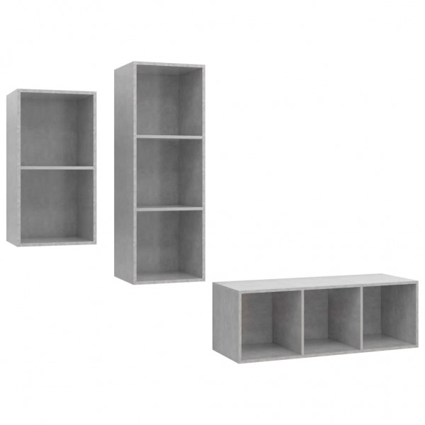 Set de muebles de salón 3 pzas madera ingeniería gris hormigón M 2