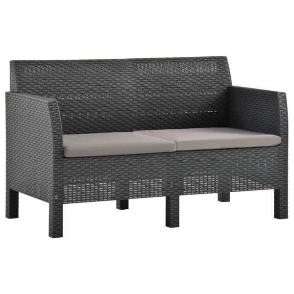Set de muebles jardín 2 piezas cojines PP ratán gris antracita M 4