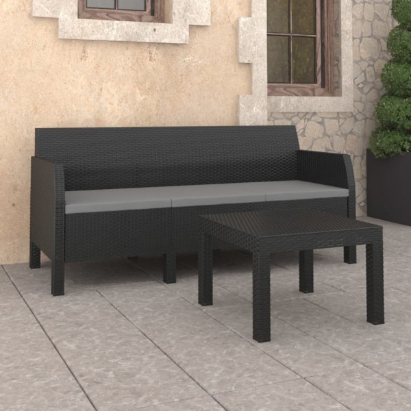 Set de muebles de jardín 2 pzas cojines PP ratán gris antracita D