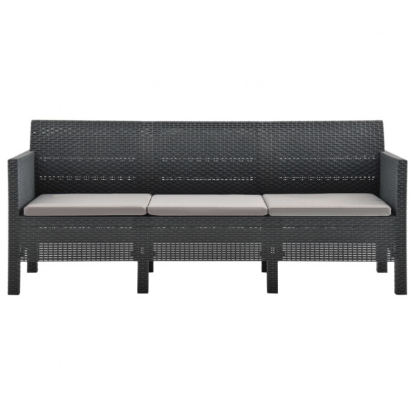 Set de muebles de jardín 2 pzas cojines PP ratán gris antracita M 5