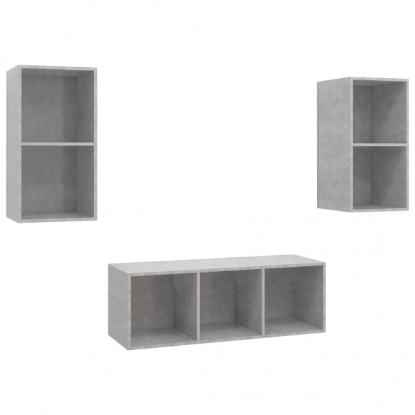 Set de muebles de salón 3 pzas madera ingeniería gris hormigón M 2