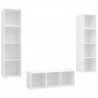 3 pcs conjunto de móveis de TV contraplacado branco 2