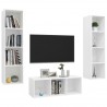 3 pcs conjunto de móveis de TV contraplacado branco 3