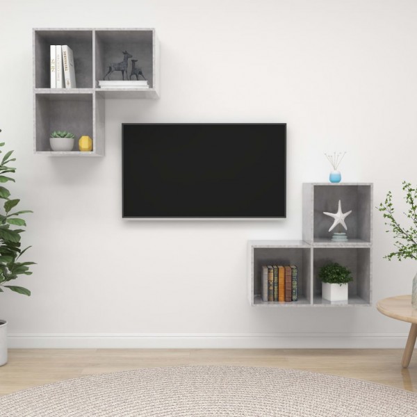 Juego de mueble para TV de 4 piezas aglomerado gris hormigón D