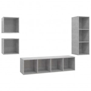 Set de muebles de salón 4 pzas madera ingeniería gris hormigón H