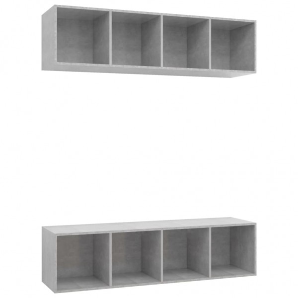 Muebles de salón de pared 2 uds madera ingeniería gris hormigón M 2