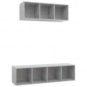 Set de muebles de salón 2 pzas madera ingeniería gris hormigón H