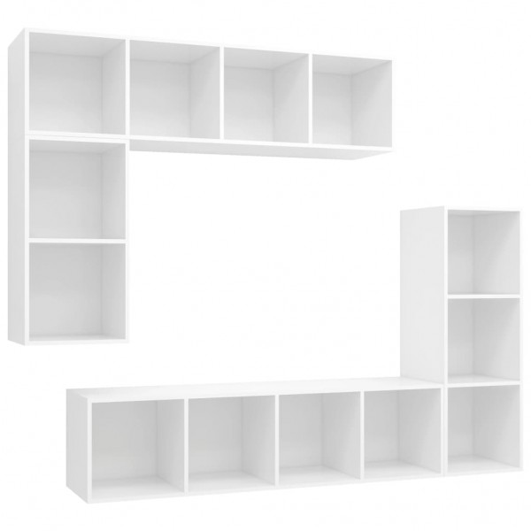 Set de muebles para TV 4 piezas madera contrachapada blanco M 2