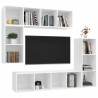 Set de muebles para TV 4 piezas madera contrachapada blanco 3