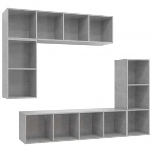 Set de muebles de TV 4 pzas madera contrachapada gris hormigón H