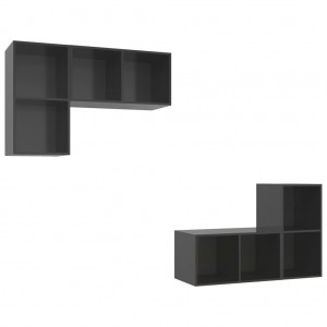 Armários de parede TV 4 pcs derivados madeira cinza brilhante H