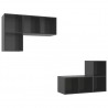 Armários de parede TV 4 pcs derivados madeira cinza brilhante 2