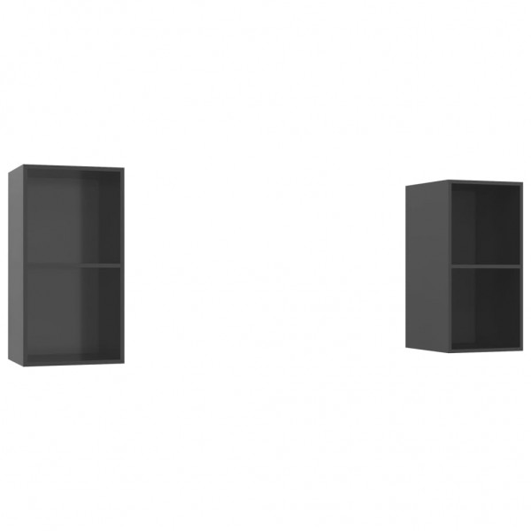 Armários de parede p/ TV 2pcs derivados madeira cinza brilhante M 2