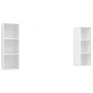 Muebles de salón de pared 2 uds madera ingeniería blanco H