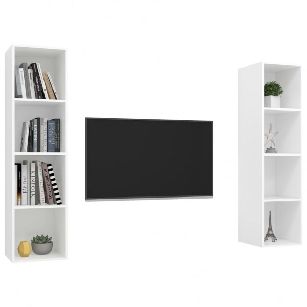 Armários de parede para TV 2 pcs derivados de madeira branco M 3